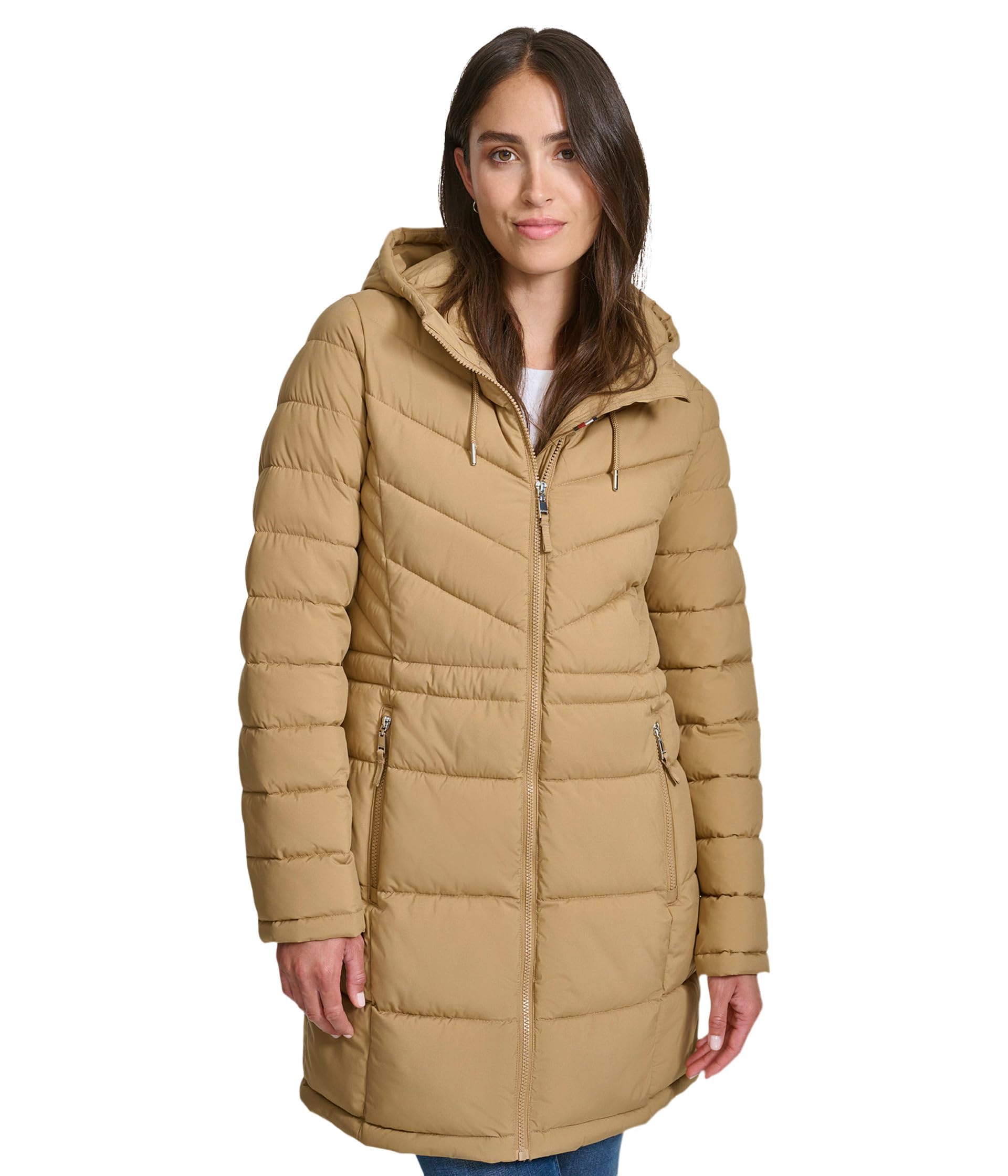 Chaqueta Tommy Hilfiger Para Mujer, 3/4, Ligera Y Con Cremallera, Color Camel