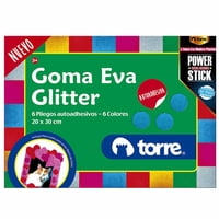 Goma Eva Glitter 6 Pliegos Autoadhesivos - 6 Colores 1 Un Torre