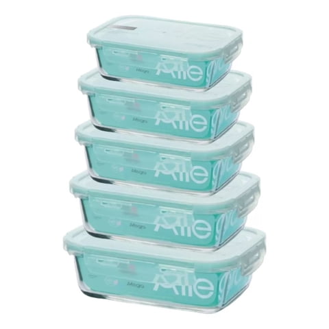 Set 5 Conttenedores Hermeticos Vidrio Rectangulares Allegra