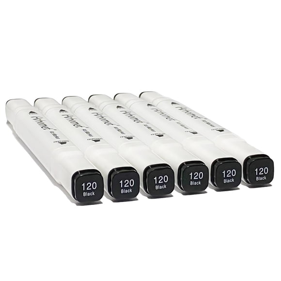 Marcadores de Alcohol Arhomet 6 unidades Negro con Puntas Dobles - Set de Arte