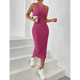 thumbnail image 1 of Vestido Mujer Ajustado Canalé Cuello Halter V O Alto, 1 of 5