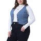 thumbnail image 4 of Chaleco de mezclilla sin mangas con cuello en V y botones para mujer de talla grande Agnes Orinda, para escuela o universidad, chaqueta casual de jean, 2X azul claro, 4 of 6