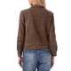 thumbnail image 3 of INSPIRE CHIC Chaqueta de Imitación de Gamuza para Mujer con Cuello de Punta, Mangas Largas, Cremallera y Bolsillos Talla S Color Café, 3 of 6