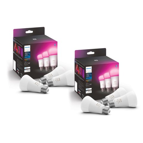 Bombilla Inteligente Philips Hue A19 Led Blanco/Color 9 W, Paquete De 6