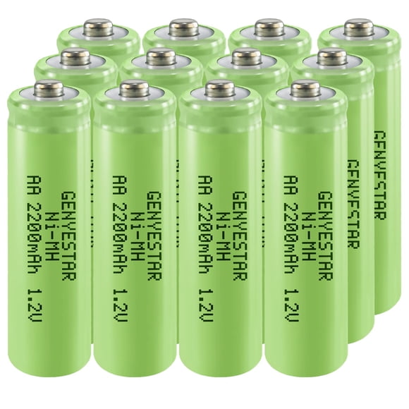 Batería recargable AA GENYESTAR 1.2 V 2200 mAh, paquete de 12