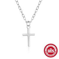 Collar Heshpaws S925 Sterling Silver Cross Plateado