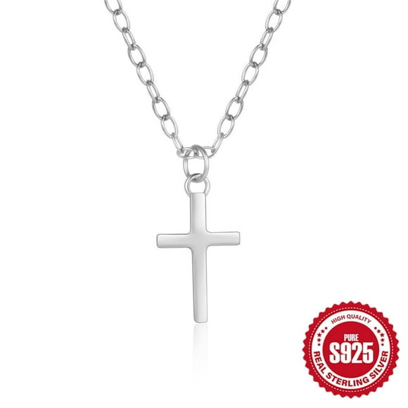 Collar HESHPAWS S925 Sterling Silver Cross Plateado