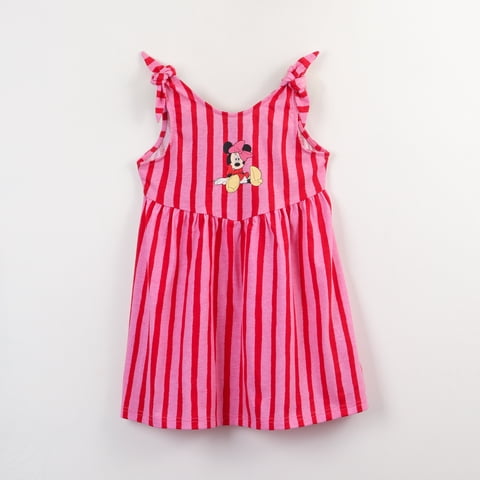 Vestido Niña Rosado Rayas Minnie Disney