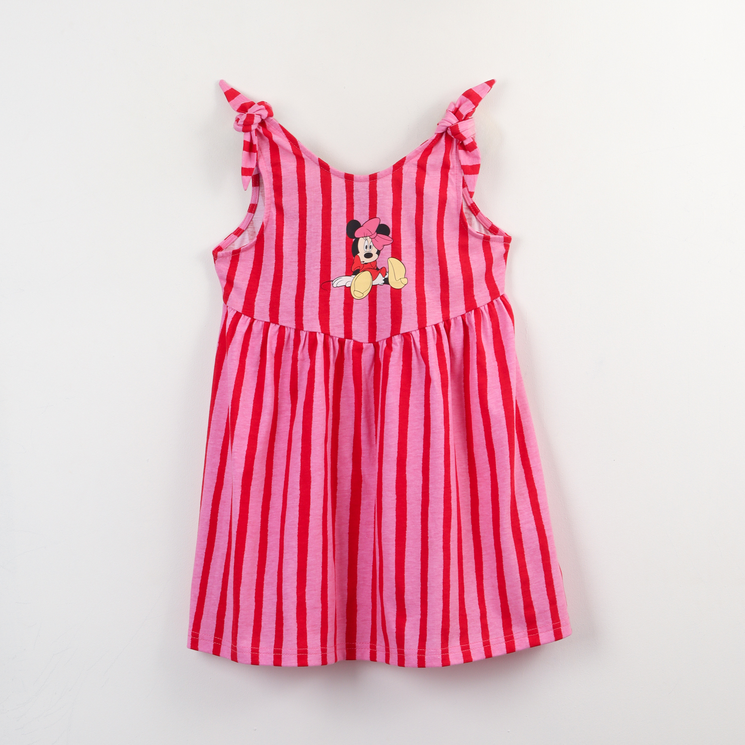 Vestido Niña Rosado Rayas Minnie Disney