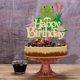 thumbnail image 5 of Adorno para pastel LVEUD tema de rana con purpurina dorada "Feliz cumpleaños", 5 of 8