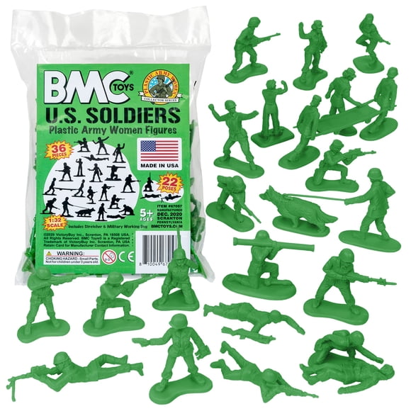 Figura de juguete BMC Plastic Army para mujer, 36 unidades, verde, 5 años o más