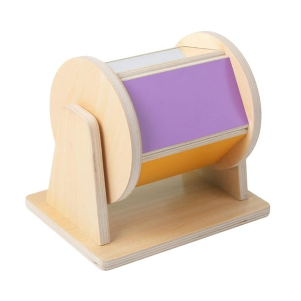 Juguete giratorio para bebé, rodillo de juguete de madera para bebé, juguete de desarrollo sensorial, tambor textil rodante para niños y niñas, 2 años
