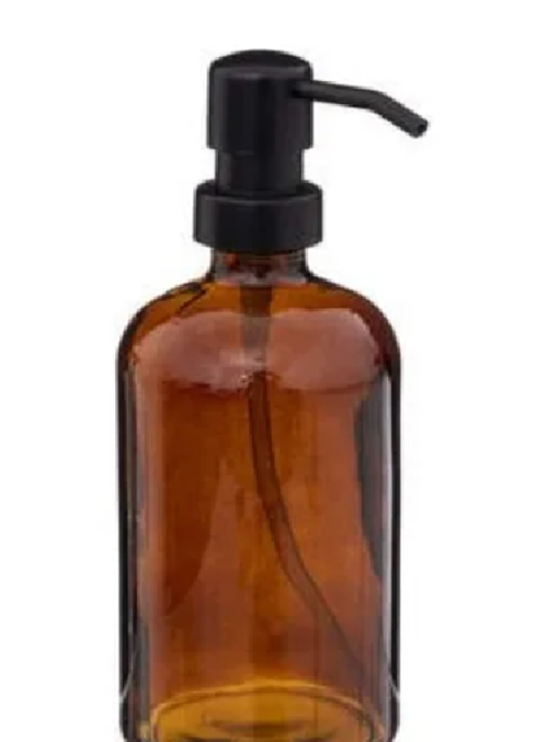 Genérico - Dispensador De Jabón Vidrio Ámbar 450Ml Jabonera Deco Marrón
