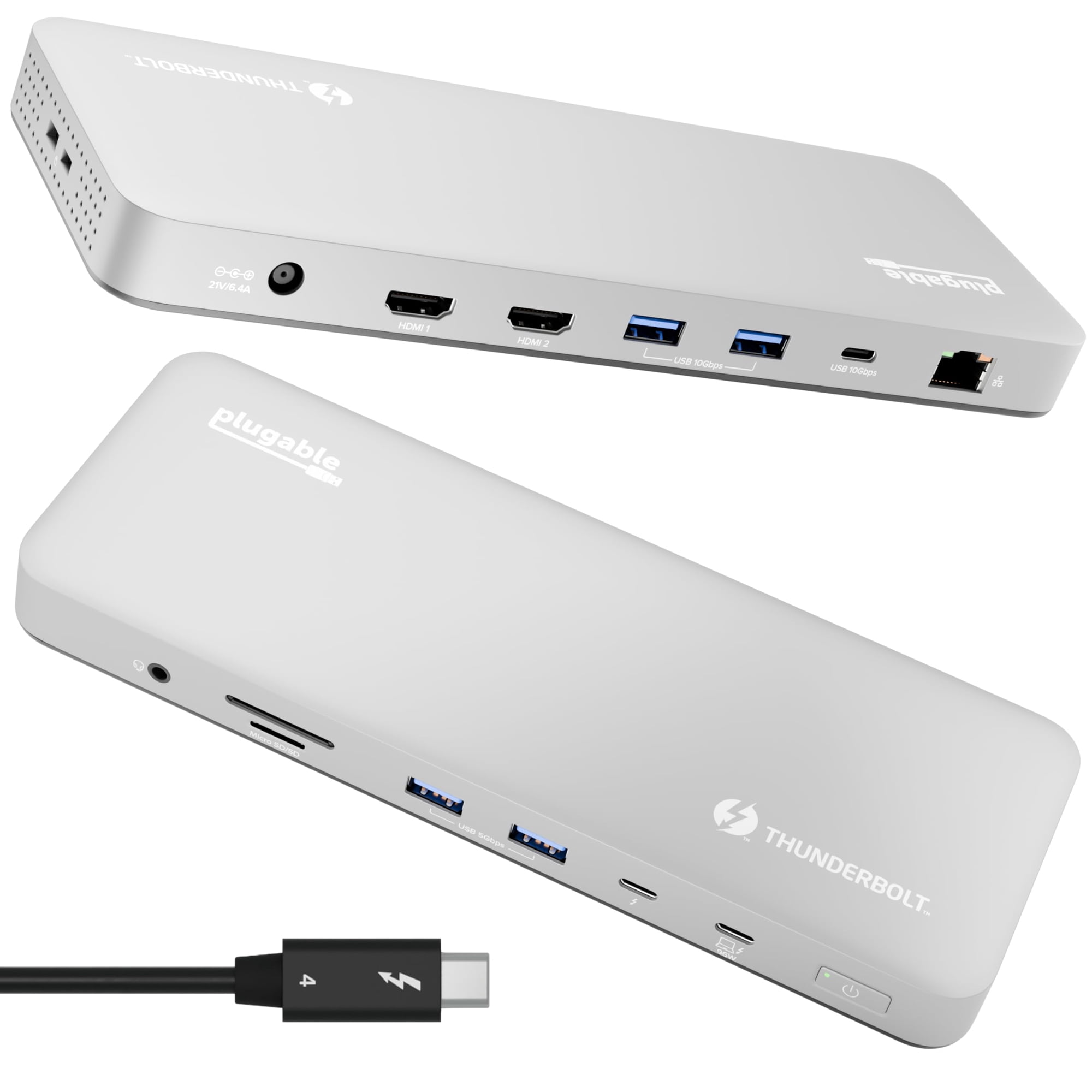 Plugable - Estación De Acoplamiento Thunderbolt 4 Enchufable Para Macbook Air/pro