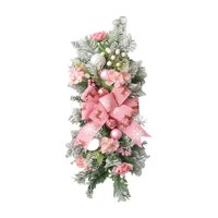 Bothyi - Guirnalda Navideña Fácil De Colgar Con Lazo Para Puerta De Entrada, Para Bodas, Jardín, Hogar, Color Rosa