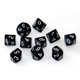thumbnail image 1 of Juego de dados Chessex, negro opaco con diez caras blancas, dado d10, 1 of 1