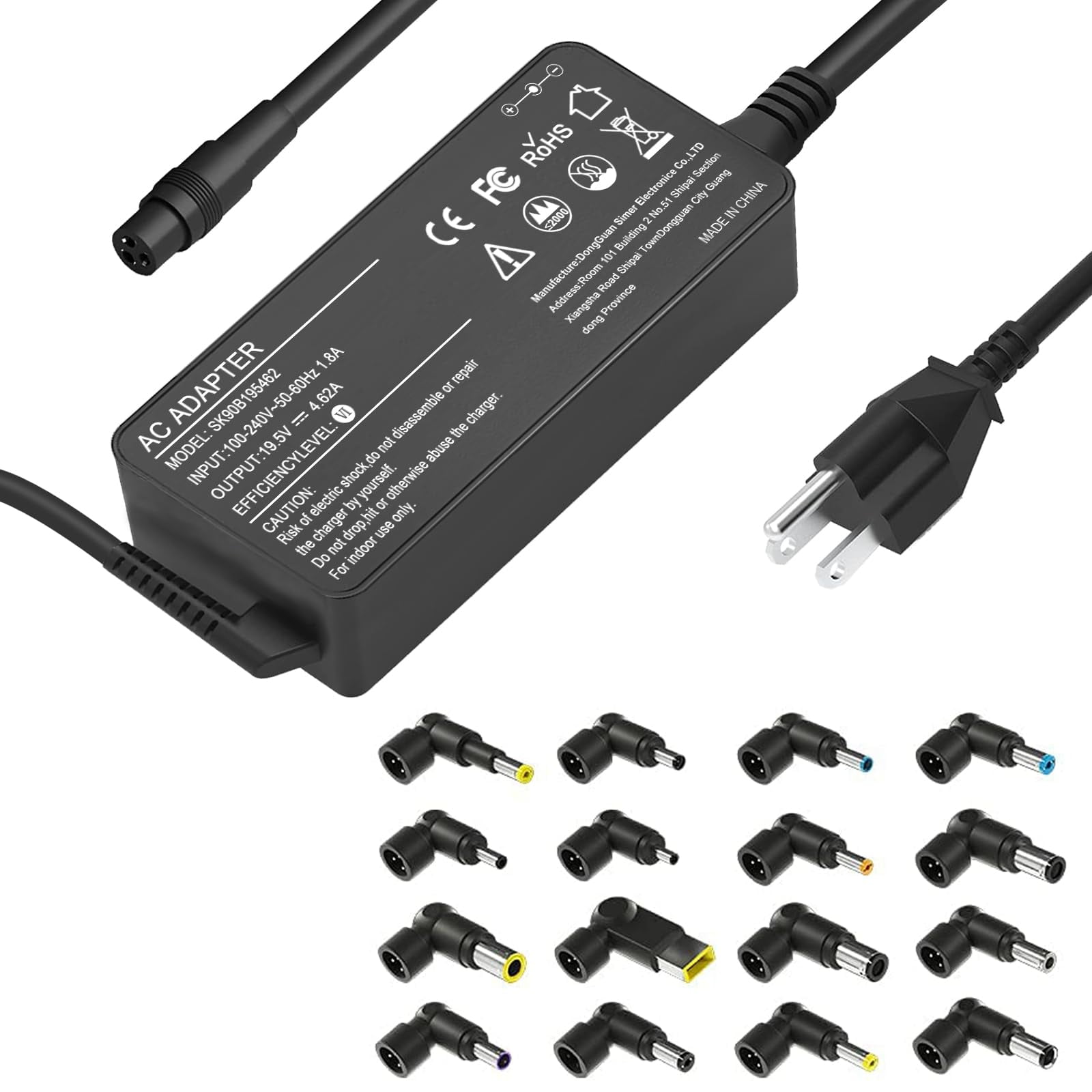 Elecbrain - Cargador De Portátil Con Adaptador Ac Universal De 90 W Para Hp Dell Lenovo