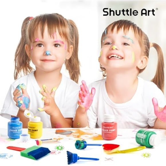 Set Pintura Dactilar Shuttle Art 10 Colores 37 Piezas Lavable