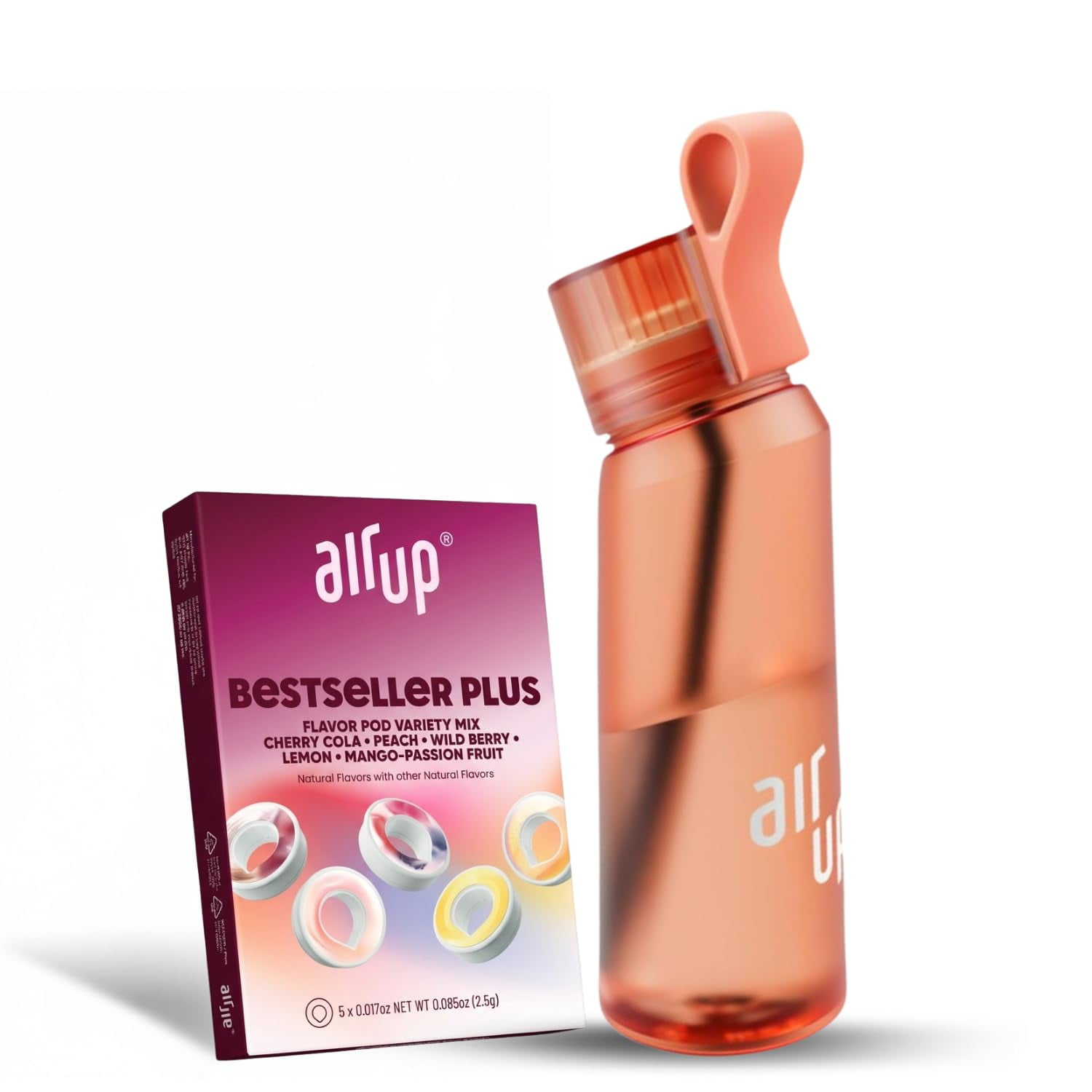 Botella De Agua Air Up Electric Orange De 650 Ml Con 5 Cápsulas Aromáticas
