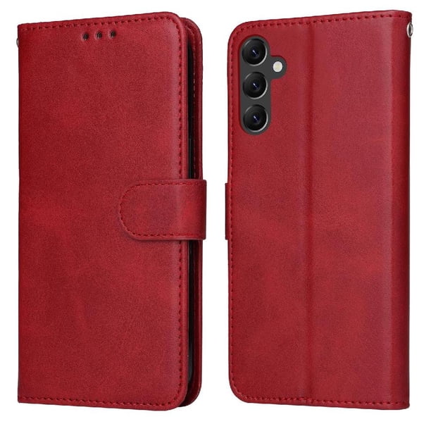 Funda Billetera para Samsung Galaxy A14 4G con Porta Tarjetas y Soporte Ajustable Rojo