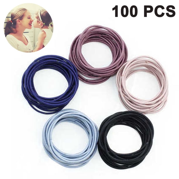 100 coleteros elásticos para el pelo, coleteros para mujeres con cabello grueso, coleteros para niñas, sin metal.