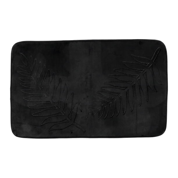REGALWOVEN Alfombra de Baño Peluda, Alfombra de Baño Ultra Gruesa Absorbente de Felpa, Alfombra de Microfibra Suave Antideslizante para Ducha y Tocador Negro 32" x 20"