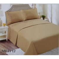 Genérico - Juego De Sábanas Con Broderie 2 Plazas - Mostaza