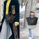 thumbnail image 2 of Bolso SHARPAD de cuero negro con estampado floral en relieve, 2 of 7