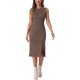 thumbnail image 1 of INSPIRE CHIC Vestido de Mujer de Imitación de Gamuza para Regreso a Clases de Maestra Sin Mangas Cuello Redondo Dobladillo Dividido Vestido de Trabajo L Café, 1 of 5