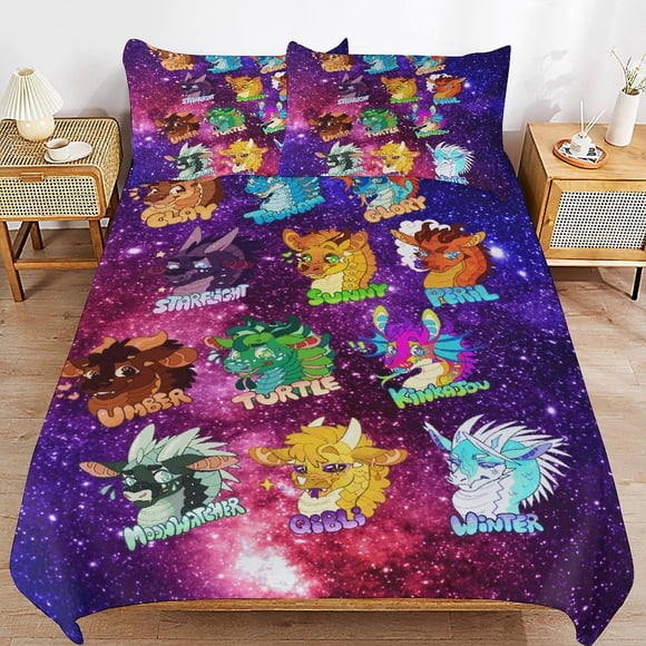 Juego De Ropa De Cama De Microfibra Wings Of Fire Con Funda Nórdica Estampado 3d Ligero De 3 Piezas 1 Funda Nórdica Y 2 Fundas De Almohada Para Niños