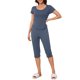 thumbnail image 2 of INSPIRE CHIC Conjunto de Pijama Capri para Mujer con Volantes, Manga Corta, Cuello en U, Pantalones Recortados, Ropa de Casa Refrescante para Verano, Talla S, Azul, 2 of 6