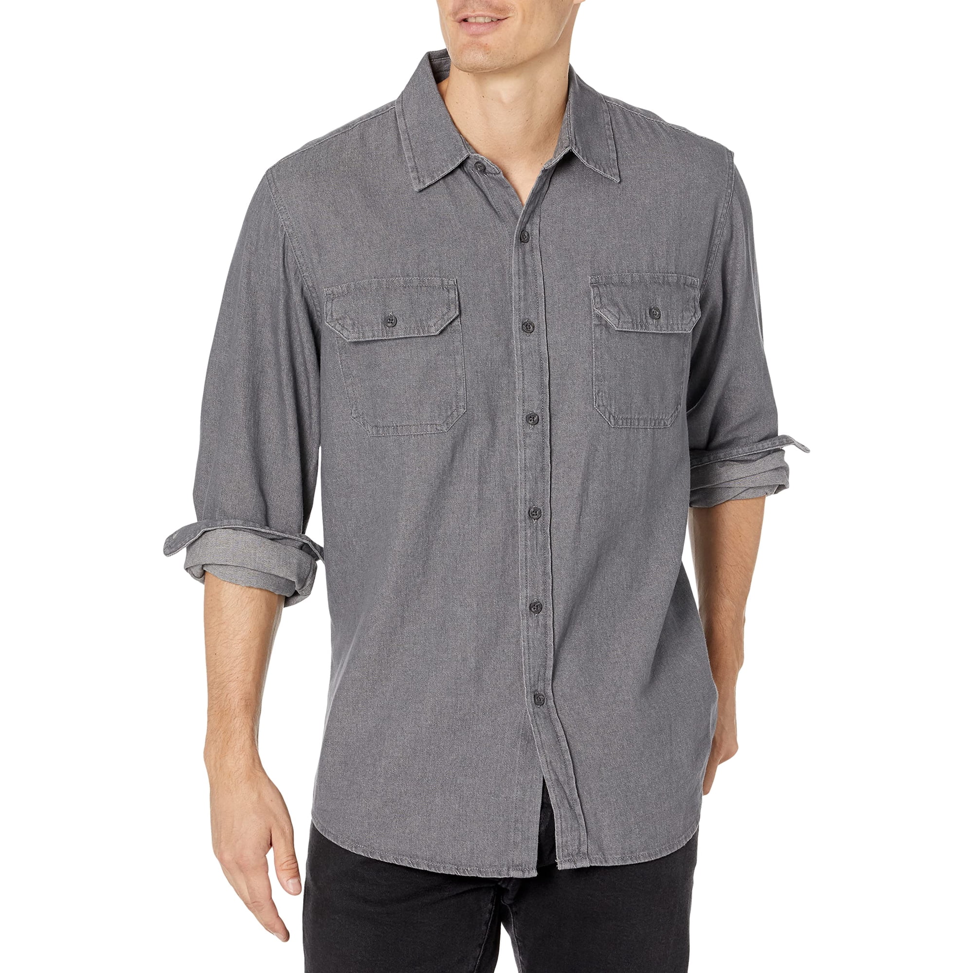 Camisa Wrangler Authentics De Manga Larga Clásica Tejida Gris Para Hombre