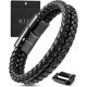 thumbnail image 1 of Pulsera RTZN de Cuero Negro Doble Trenza Talla Grande, 1 of 9