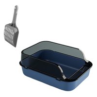 Magideal - Caja De Arena Para Gatos Con Parte Superior Abierta Inodoro Para Gatos Caja De Arena Duradera Para Gatos Lado Alto A Prueba De Salpicaduras Bandeja De , Azul