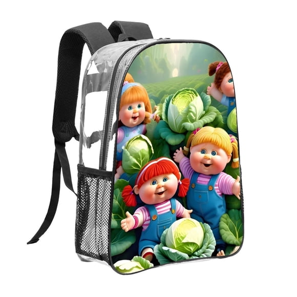 Cabbage Patch KidsMochila transparente temática, resistente y duradera, bolsa see-through para trabajo, deporte, universidad y viaje, 31 × 43 cm