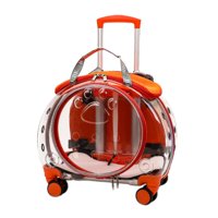 Ioensy - Pet Carrier Outing Backpack Trolley Case Para Travel Puppy Cat Bag Bubble Box Orange