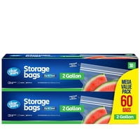 Bolsas De Almacenamiento Clearware De 2 Galones (7.6 L), 60 Unidades, Resellables