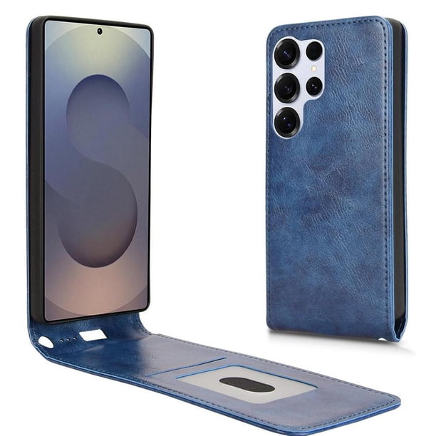 Funda tipo folio para Samsung Galaxy S25 Ultra con soporte magnético y protección para la cámara Azul