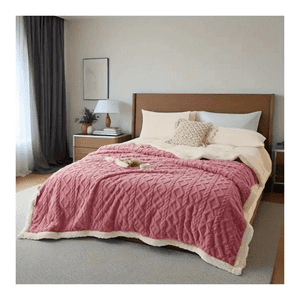 Genérico - Frazada Manta Polar Con Sherpa Térmica 2 Plazas Con Relieve Y Colores Variados