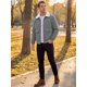 thumbnail image 2 of Abrigo de Pana con Forro de Felpa Grueso y Bolsillos Laterales para Hombre INSPIRE CHIC, Gris L, 2 of 6