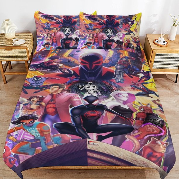 Into The Spider-Verse Bedding Sets Ultra Soft Skin-Friendly Duvet Cover 3 Piece, Cute Comforter Cover Bed Set for Boys Girls Kids