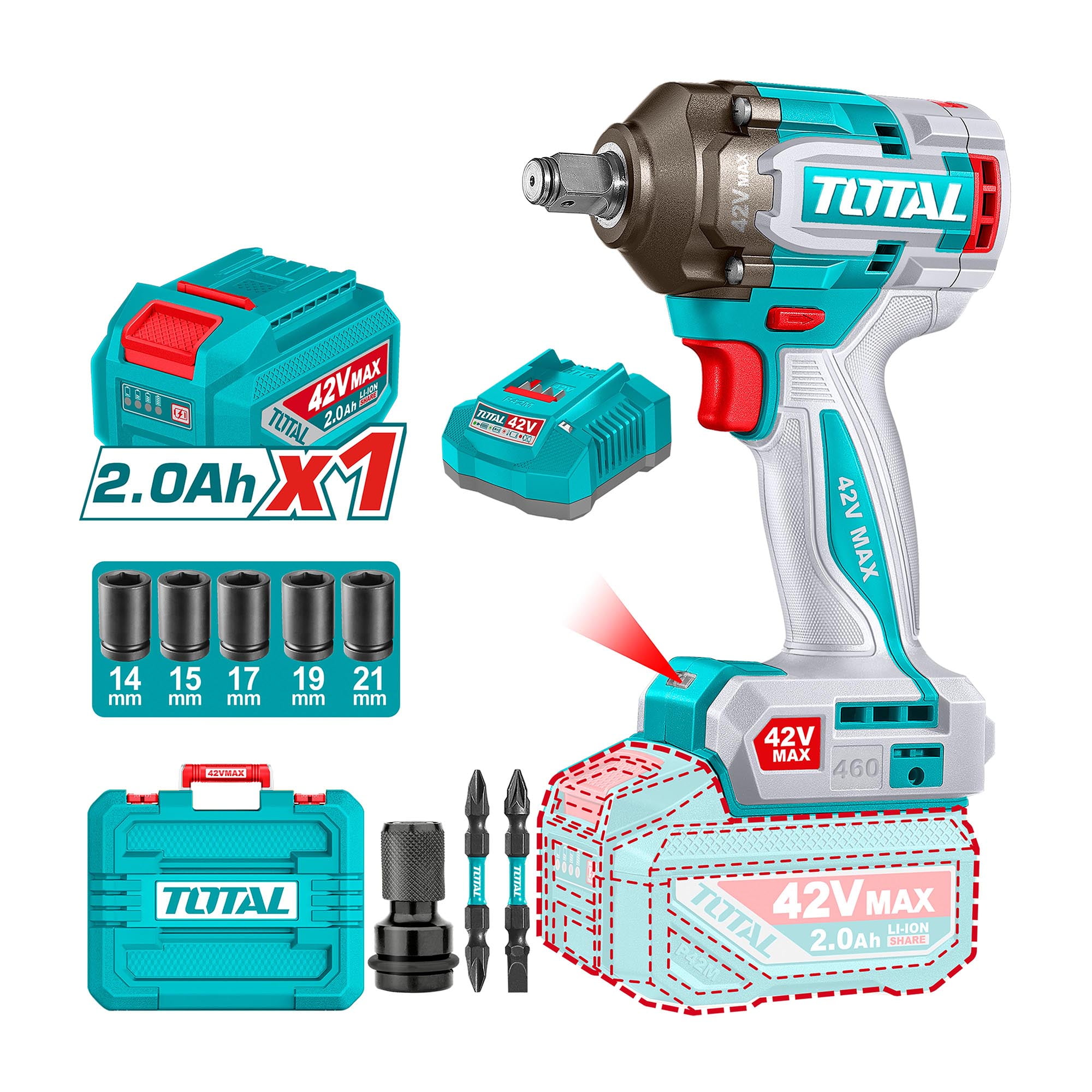 Llave De Impacto Brushless Torque 460 Nm 42v Total