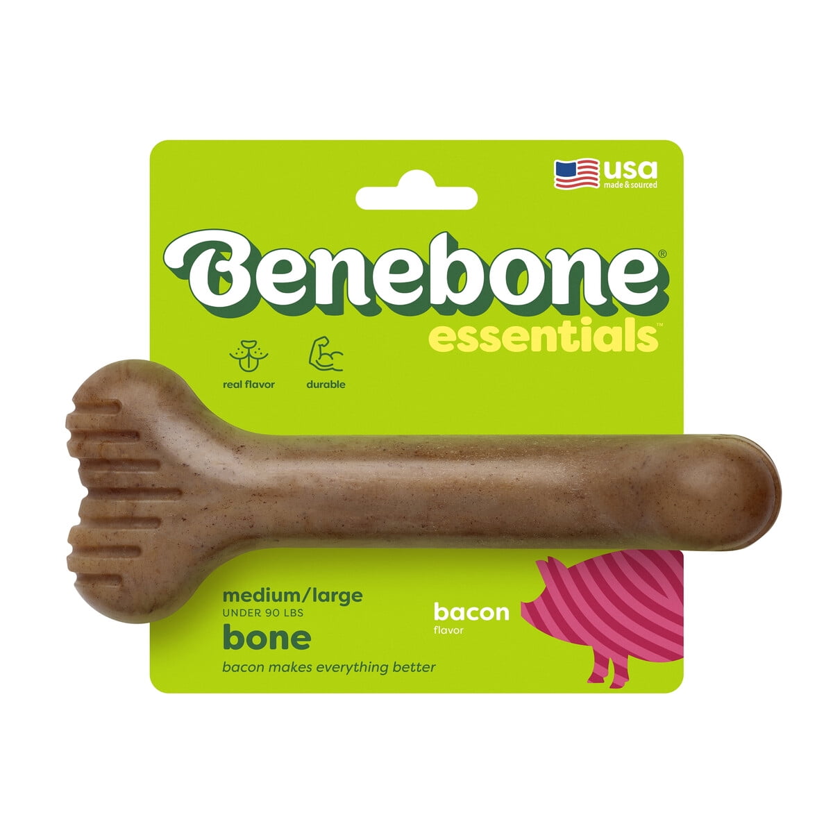 Juguete Masticable Benebone Hueso Bacon Medianogrande