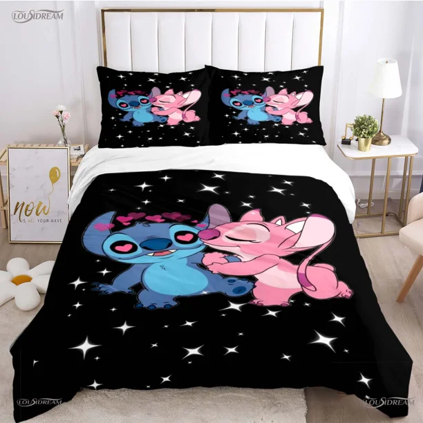 Stitch Cartoon Cut All Season Duvet Cover Comforter Bedding Set Soft Quilt Cover and Pillowcases Single/Double/Queen/ Bed Sheets