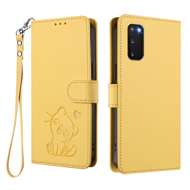 Funda de Gato tipo Libro para Samsung Galaxy S20 FE, Amarillo