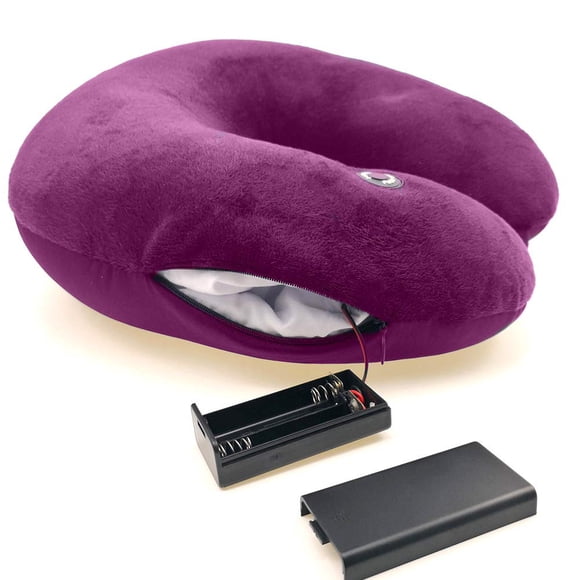 Almohada vibratoria para cuello Hooshing, terapia de masaje para viajes a casa, descanso, almohadas para aliviar el dolor, el mejor regalo para padres, color morado