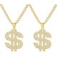 thumbnail image 1 of 2 collares con dije de signo dólar dorado y cadena estilo hip hop, 1 of 3
