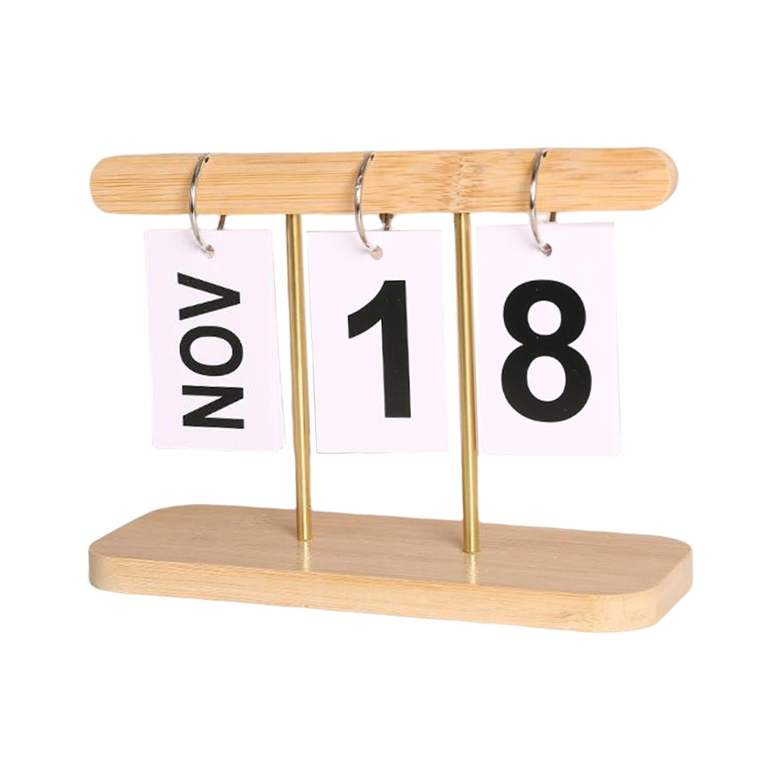 Bothyi - Calendario Perpetuo Simple Página Decorativa Calendario De Escritorio Giratorio Decoración Para El Hogar Madera