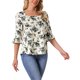 thumbnail image 4 of INSPIRE CHIC Top de Mujer Otoño Floral Casual Cuello Cuadrado Manga 3/4 con Volantes Túnica M Beige, 4 of 6