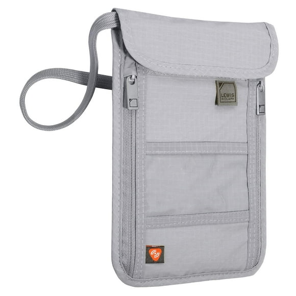 Cartera con cuello Lewis N. Clark con bloqueo RFID, gris